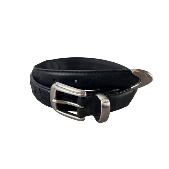 PGA Tour Belt Mens 38 Black Leather Woven Silver Buckle Western Golf Classic - Picture 2 of 16